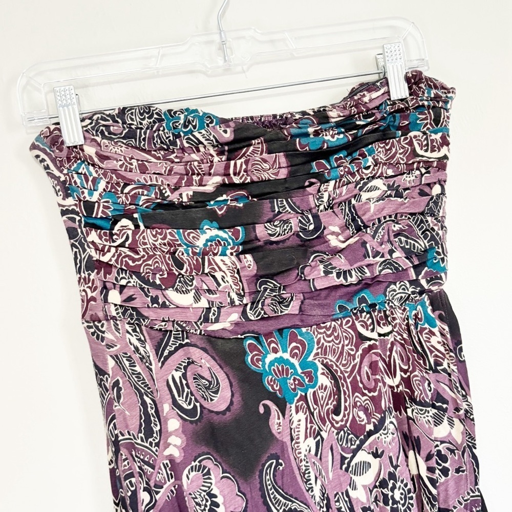 FREE PEOPLE Women’s Purple Paisley Tulip Skirt SILVERS Bandeau Dress Strapless S - Picture 4 of 9